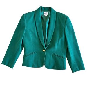 Vtg Koret Petites Emerald Green Shawl Collar Blazer Jacket Women's Size Petite
